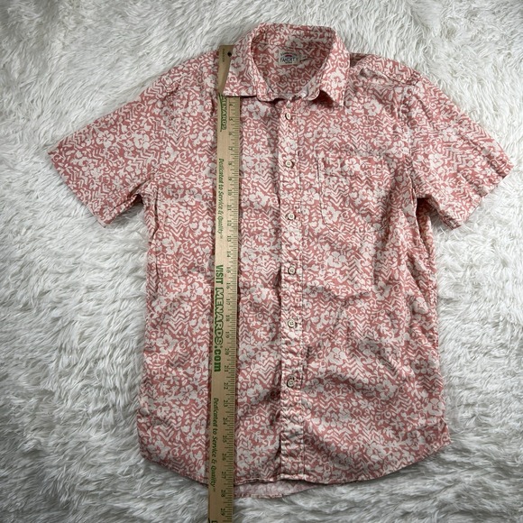 Faherty Shirt Mens Small Coral Short Sleeve Button Down Hemp Tencel Floral Camp - Picture 4 of 9